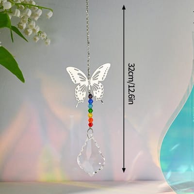 Hangende Kristallen Zonnevanger Tuin Windgong Buiten Regenboog Maker Hanger Wind Spinner Vlinders Hangende Decoratie gray