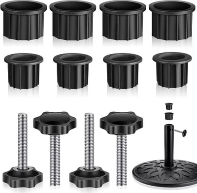 Paraplustandaard gat ring plug afdekking en dop Paraplustandaard vervangend onderdeel met M8-schroefdraad Vervangende handknop met schroefdraad kunststof knoppen Patio zwarte paraplu handgreep vervangende onderdelen (12 stuks) - Cyslmuk®