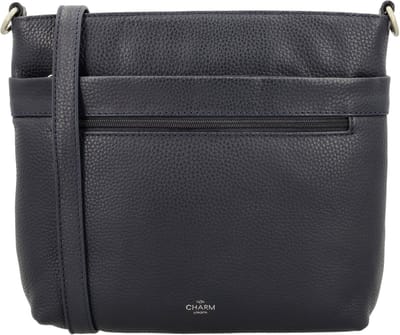 Charm London Washington Schoudertas - Crossbody - Leer - Ritsvakken - Praktisch - Leren Dames Tas - Blauw