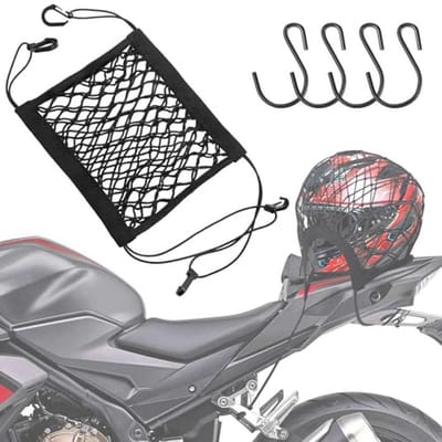 Hoog Elastisch Dubbellaags Motorfiets Vrachtnet voor Helmopslag - 10" x 11" Bungee Cargo Net met 4 Haken - Ideaal voor Fiets en ATV