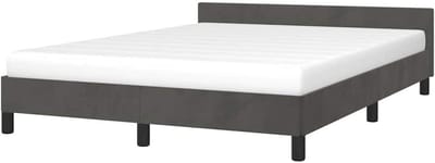 Bedframe met hoofdeinde - Ledikant meubel - Comfortabel slapen - Zacht fluweel materiaal - 140x190 cm - Donkergrijs