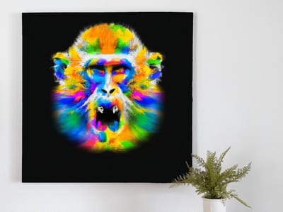 Monkey color explosion art | Monkey Color Explosion Art | Kunst - 40x40 centimeter op Canvas | Foto op Canvas