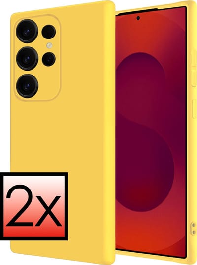 Hoesje - 2 Stuks - Geschikt voor Samsung Galaxy S25 Ultra - Sterk & Shockproof - Case Siliconen - Back Cover - Telefoon Hoes - Geel