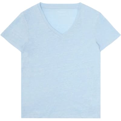 Dames-T-shirt met v-hals KnowledgeCotton Apparel Linen