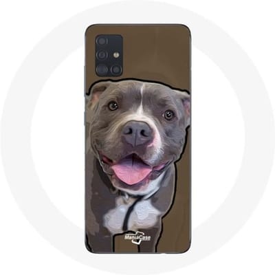 Samsung Galaxy A51 Hoesje Pitbull Dog Wit Grijs wit