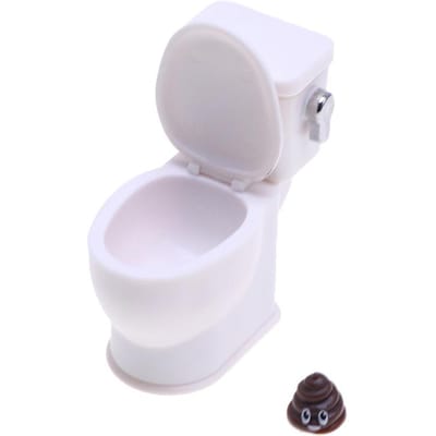 1Set1:12 Poppenhuis Miniatuur Toilet Met Poep Spoelgeluid Badkamer Model Simulatie Poppenhuis Scène Decor Kinderen Doe-alsof Spel Mooi Speelgoed wit