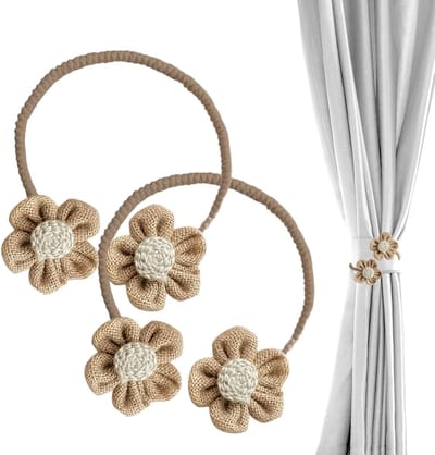 Flower Curtains Buckle - Set of 2 Decorative Flower Tiebacks, Curtain Twist Tiebacks for Draperies, Ideal for Bedroom & Children's Room, Stylish Drapery Holdbacks to Home Décor