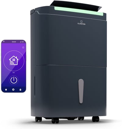 Klarstein luchtontvochtiger elektrisch tot 45m2, smarte luchtontvochtiger voor thuis, badkamer & kelder, luchtontvochtiger stil, elektrische ontvochtiger met WLAN IoT app, bouwdroger met 40 L capaciteit. - voor 45 m² - voor Keuken voor Slaapkamer