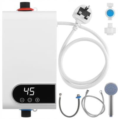 Doorstroomverwarmer – 5500W Elektrische Boiler met Doucheset – Instant Waterverwarmer met Temperatuurregeling (20-55°C) – Compact voor Badkamer – EU-stekker