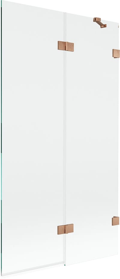 Mexen Lunar badwand 2-delig rechts 100 x 150 , transparant, geborsteld koper - 897-100-100-65-00-P
