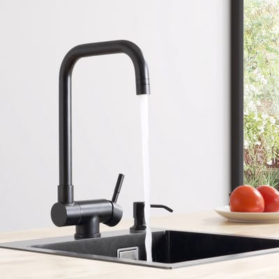 Cecipa Max Zwarte Opvouwbare Keukenkraan - 90° Klapbaar + 360° Draaibaar - 304 RVS - Bespaar ruimte - Warm en koud water