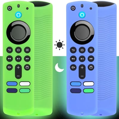 Dailygoody - Firestick Afstandsbediening Omslag Geval - Glow in the Dark - Silicone hoes - Groen & Blauw - Bescherming - Geschikt voor Fire TV Stick 4K