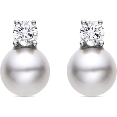 Luxenter 925 Sterling zilveren oorbellen met witte gerhodineerde parel - Sikon