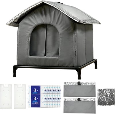 Verkoelend Kattenhuis - Koelhuis Kat - Huisdieren Koel Houden - Dubbellaags Opvouwbaar - 36x36cm - Grijs