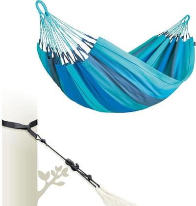 Katoenen Hangmat - Relax Lighanger - Buiten Ontspannen - Handgemaakt Colombia - 2 x 1.55 meter - Lagoon