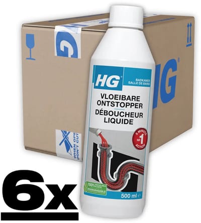 HG - Vloeibare Ontstopper - 6 x 500 ml - Voordeelverpakking