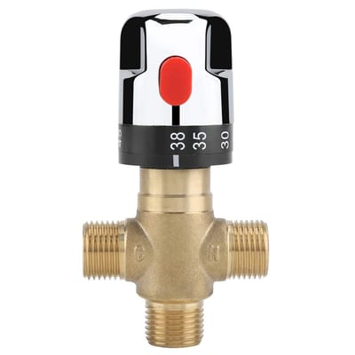 Dailygoods- Mengventiel 3-weg G1/2 - Instelbaar Thermostatisch Ventiel - Hittebestendig - Douche/Wastafel - Temperatuur 38 °C - Vermindert Huidirritatie - Thermostaatkraan