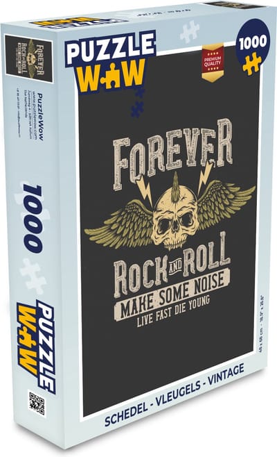 Puzzel Vintage - Spreuken - Quotes - 'Forever rock and roll make some noise live fast die young' - Legpuzzel - Puzzel 1000 stukjes volwassenen