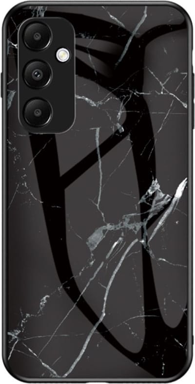 Coverup Hoesje - Geschikt voor Samsung Galaxy A35 Hoesje - Coverup Marble Glass Back Cover - Zwart