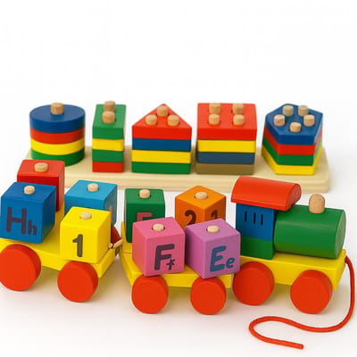 Bextunio Houten Trein met draaiende blokken en Vormen sorteerbord - Speelgoedtrein - Educatie met vormen Educatief Speelgoed voor Peuters – Duurzaam & Creatief Houten Speelgoed – 3+ Jaar, Ideaal voor verjaardagen, babyshowers of de feestdagen
