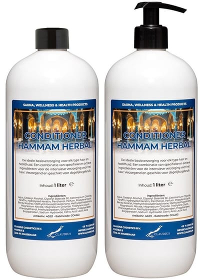 Hairconditioner Hammam Herbal 1 liter met zwarte pomp - set van 2 stuks