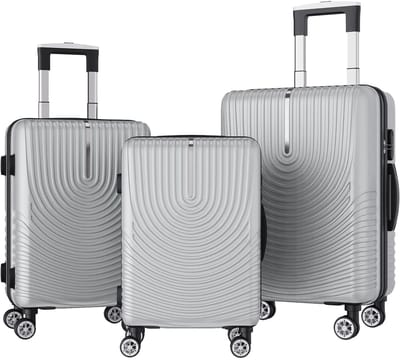 Koffer Set - Reis Koffers - Reizen Organiseren - Ingebouwd Weegschaaltje - 3 Delig - Zilver