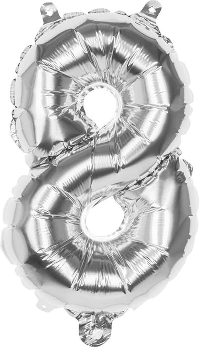 Boland - Folieballon '8' zilver (36 cm) 8 - Zilver - Cijfer ballon