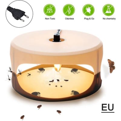 Piège à puces collant piège à punaises de lit à puces en dôme avec 2 disques de colle, tampon anti-puces inodore et Non toxique, EU Plug blanc
