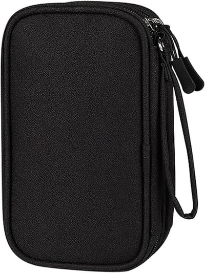 Reisorganizer voor Kabels, Dubbel Laags Waterdichte Tas voor Elektronische Accessoires, Powerbank en Opladers - Zwart