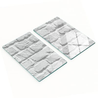Decoratieve snijplanken van gehard glas met bakstenen muurmotief, 2x30x52 cm