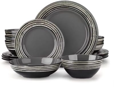 Fiorenzo Serviesset - 16 delig - 4 persoons - Grijs - Dinerborden - Bordenset - Diepe borden - Ontbijtborden - Servies - Keukenservies