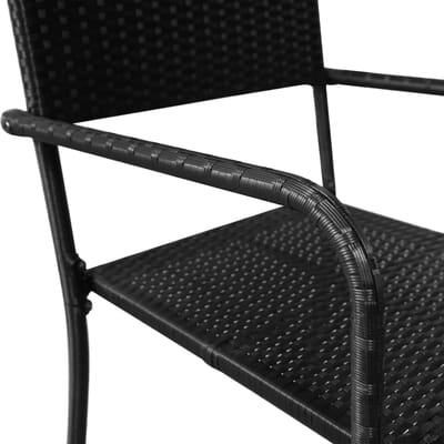 Tuin Stoelen Set van 2 Stapelbaar – ABTkantoor Polyrattan Tuinstoelen Zwart – Lichtgewicht & Ruimtebesparende Outdoor Stoelen voor Balkon, Terras & Tuin – Weerbestendige Eetkamerstoelen Buiten