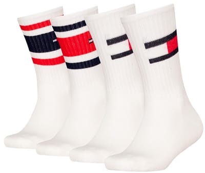 Tommy Hilfiger kids 4P sokken flag stripe wit