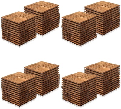 Houten Terrastegels - Houtenvloer Tegels - Buiten Leven - Kliksysteem - 30 x 30 cm - Bruin