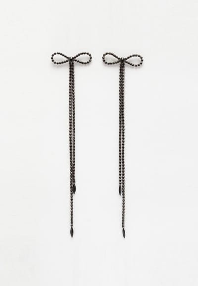 AVANT-GARDE PARIS Crystal Earrings - Zwart - 1 stuk - Palladium Plated en Langwerpig Design voor Avondkleding