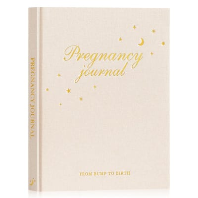 Dailygoods- Zwangerschapsdagboek 156 pagina's - Herinneringsboek - Linnen - Mijlpaalpagina's - Cadeau voor aanstaande moeders - Bloemenmotieven