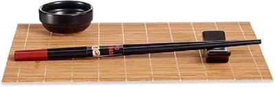 Bamboe/keramiek Sushi servies/serveerset voor 6 personen 24-delig - Sushi eetset zwart