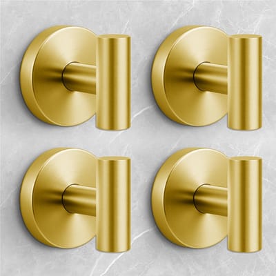 4 stuks - SWGOTA Haak - Towel Hooks - Perforated - Stainless Steel - Suitable for Bathrooms, Kitchens, and Doors - Boren niet nodig - goud