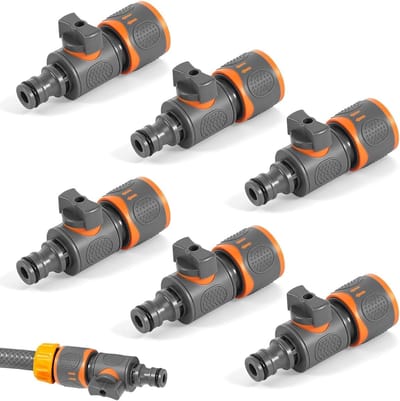 Slangkoppeling met regelventiel, 6 stuks koppelingen met regelventiel, 1/2 inch tuinslangverbinder, slangaansluiting met afsluitventiel voor continue regeling en stoppen van het water