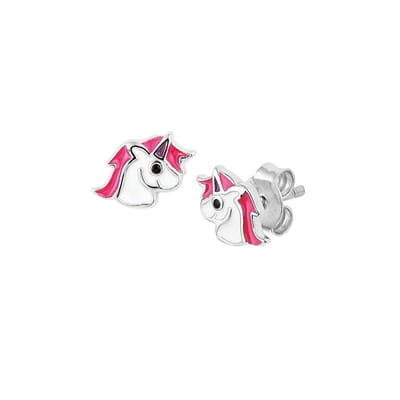 YO&NO - Oorbellen - Zilver -  Oorknoppen - Eenhoorn - 8mm bij 6.5mm - Kinder sieraden -  Gerhodineerd - Zilver 925
