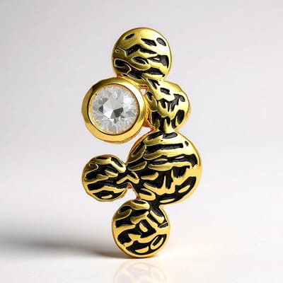 Cavill - Zilveren Hanger met 1,238 ct Cambodjaanse Ronde Zirkoon - 925 Sterling Zilver Verguld - Modern Speels Design - 27x14 mm