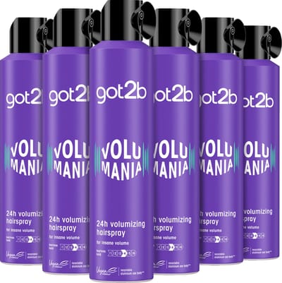 Got2b Volumania 24h Volume Hairspray – Volumizing Haarspray voor Extra Body & Lift – Sterke Hold – 24 uur Fixatie – Vegan – Voordeelverpakking – 6x300 ml
