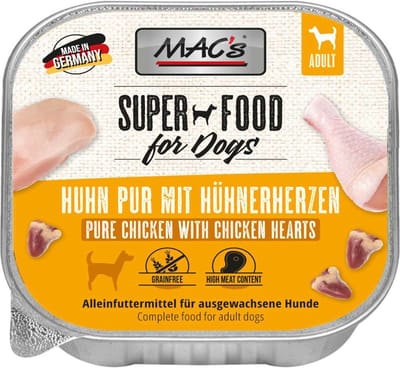 MAC's Hondenvoer Natvoer Vleeskuipje - 70% Kip met Gevogeltehart - 11 x 150 g