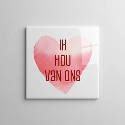 Ik Hou Van Ons Romantische Hart Tegel – Liefde Tekst Woondecoratie Cadeau – 15 x 15 cm