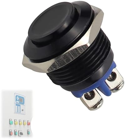 AzureRay 16 mm drukknop 12 V IP67 - waterdichte momentary-schakelaar van metaal | startknop voor auto en industrie ​