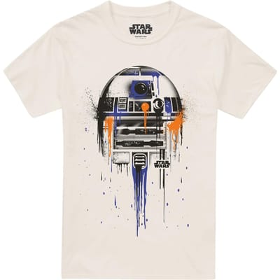 Star Wars Heren R2-D2 Paint Drip T-Shirt (Natuurlijk)