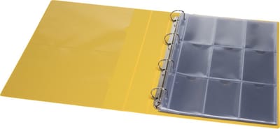 Verzamelmap Deluxe voor speelkaarten en tradingcards - 10 Insteekhoezen - Duimgreep - Geel - 180 kaartjes - Map - Binder - Plamo - Plastic Modern
