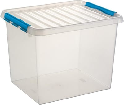 Sunware Q-line opbergbox 52L - 50x40x38 cm – Transparant/Blauw