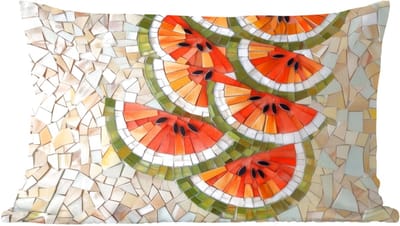 Sierkussens - Kussentjes Woonkamer - 60x40 cm - Mozaïek - Watermeloen - Rood - Pitten