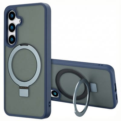 Accezz Hoesje - Geschikt voor Samsung Galaxy S24 - Ring Stand Backcover met Magnetische Ring - Blauw